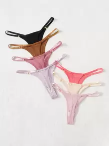 7packs Ribbed Knit Sexy G-String - Multicolor - View 2