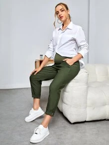 SHEIN 孕婦斜口袋蘿蔔褲