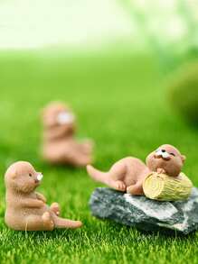 4入組卡通水獺形狀花園裝飾物