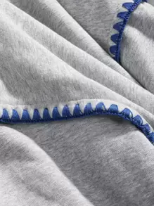 DAZY Drop Shoulder Drawstring Hoodie,Fall Clothes Sweatshirt - Light Grey - View 3