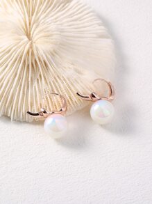 Nooxian 2 Bông Tai Ngọc Trai Giả Phong Cách Pháp, Phụ Kiện Tai Độc Đáo Cho Nữ - Hoa hồng vàng - Xem 8