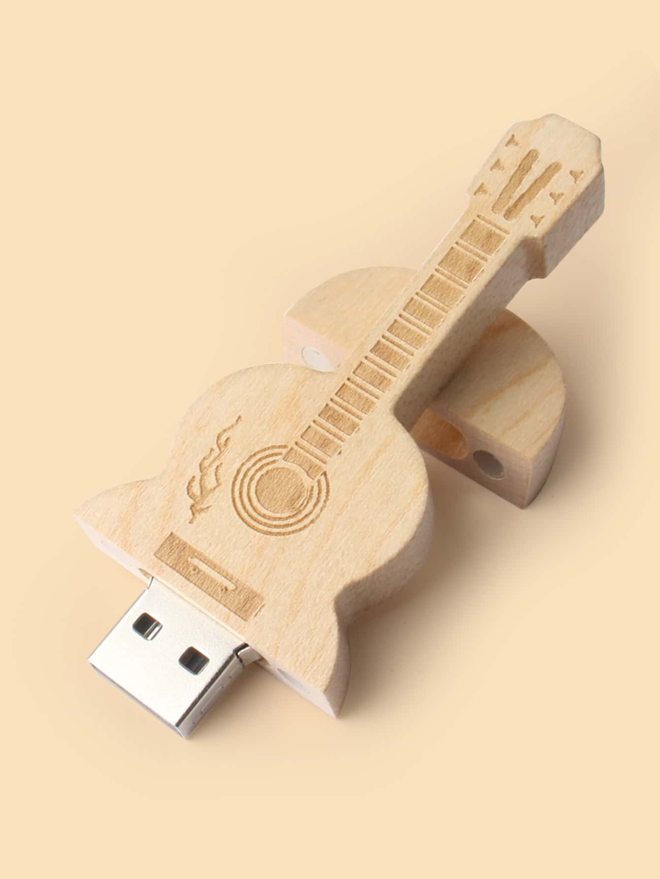 beanlieve 1pc Guitar Design USB Flash Drive - Apricot - View 1