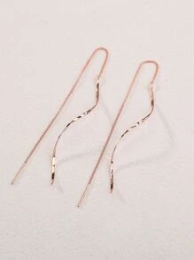 Nooxian Minimalist Threader Earrings - Rose Gold - View 4
