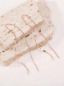 Nooxian Minimalist Threader Earrings - Rose Gold - View 6