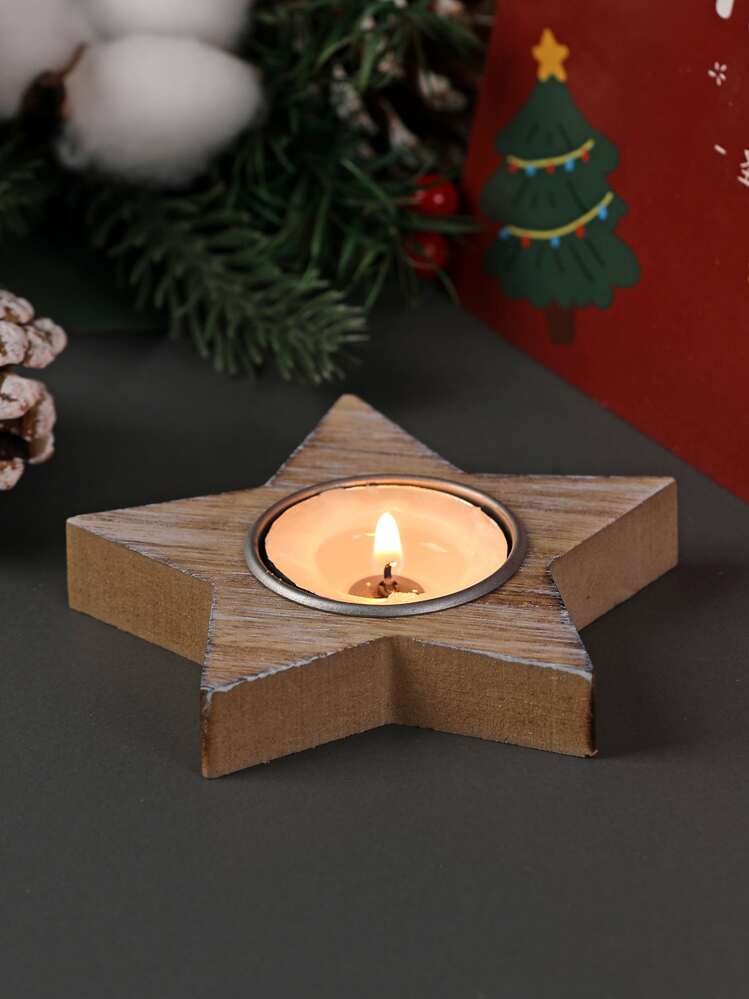 クリスマスキャンドルホルダー 木製 クリスマスキャンドルホルダー 木製 スター インテリア 1個入り