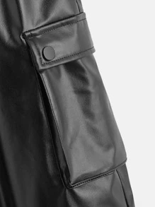 SHEIN Boys Flap Pocket Trousers - Black - View 3