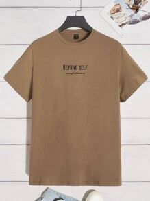 Manfinity Men Letter Graphic Tee - Brown - View 1