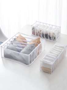 3入組內衣隔層收納襪子內衣收納盒抽屜收納袋 - 白色 - 查看 3