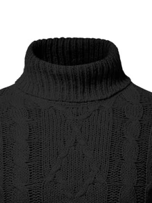 Manfinity Men Cable Knit Turtleneck Sweater - Black - View 5