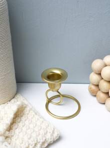 1 pieza Soporte de vela con diseño de aro - Dorado - Ver 5