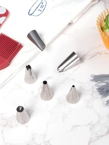 6pcs Stainless Steel Piping Nozzle - Silver - View 6