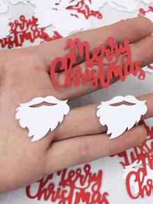 100pcs Santa Claus Beard & Merry Christmas Letter Multicolor Tabletop Confetti For Christmas Party Decoration - Multicolor - View 2