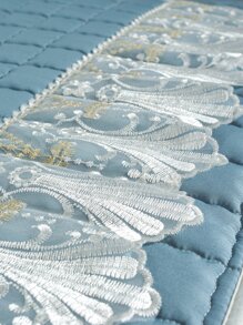 1pc Embroidery Detail Sofa Towel - Blue - View 5