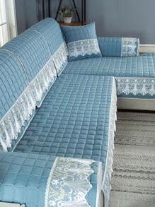 1pc Embroidery Detail Sofa Towel - Blue - View 4