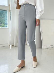 DAZY Pantalones rectos de unicolor con bolsillos, pantalones casuales de negocios para mujer, pantalones de vestir para mujer en otoño