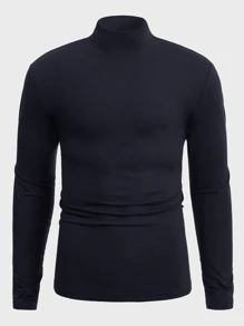 Manfinity RebelGame Nam Áo phông trơn Bông Cổ giả - Xanh đậm - Xem 4