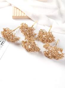 1 Bundle (6 Heads) Artificial Plants, MINI Branch Leaf Letter, Bouquet DIY, Wreath Material, Candy Box Accessories, Home Wedding Decoration, Bride Wrist Flower, Chest Flower, Headflower Material, Valentine's Day Gift, New Year Decoration, Birthday Party Cake Accessories Fake Plants Room Decor Fall Decor Garden Autumn Decor Centerpieces - Gold - View 5