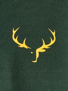 SHEIN Tween 男孩鹿頭印花針織長袖連帽衫,冬季