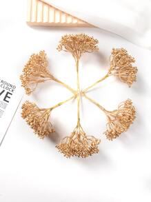 1 Bundle (6 Heads) Artificial Plants, MINI Branch Leaf Letter, Bouquet DIY, Wreath Material, Candy Box Accessories, Home Wedding Decoration, Bride Wrist Flower, Chest Flower, Headflower Material, Valentine's Day Gift, New Year Decoration, Birthday Party Cake Accessories Fake Plants Room Decor Fall Decor Garden Autumn Decor Centerpieces - Gold - View 6