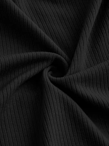 SHEIN MOD Scoop Neck Seam Front Black Tee - Black - View 3