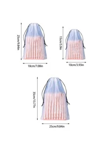 3入組旅行白色抽繩收納包多功能鞋子收納包適用於旅行 - 無色 - 查看 4