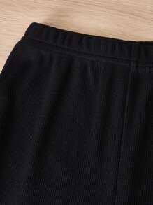 SHEIN Leap Crew 青少女格子印花襯衫&背心上衣&喇叭褲