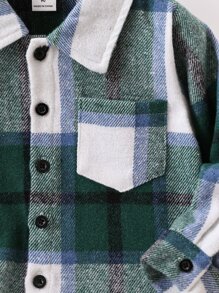 小男童格紋補丁貼口袋外套