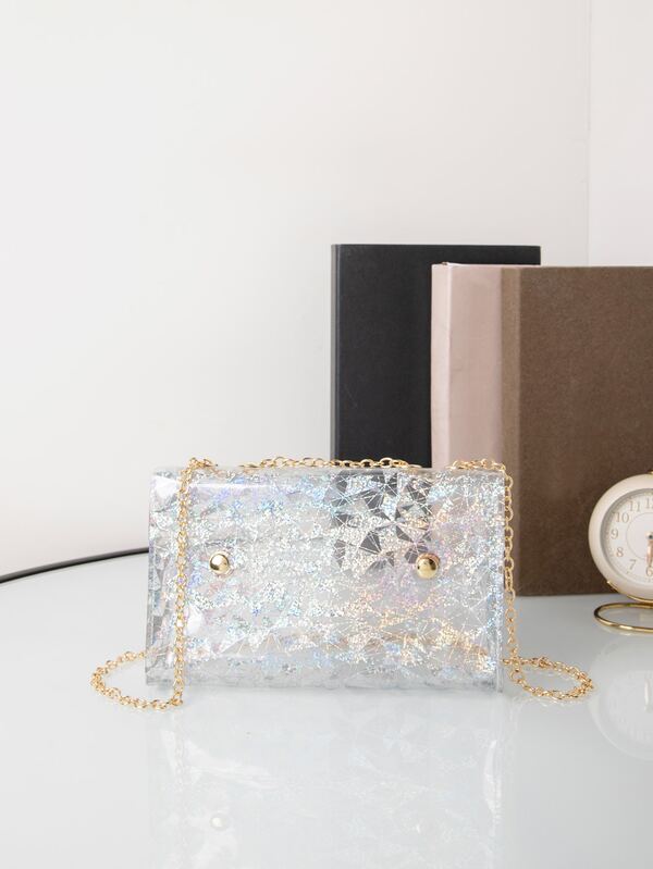 Borsa quadrata con motivo geo patta