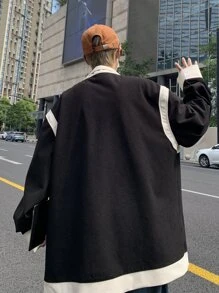 Manfinity Hypemode Áo khoác Nam Dây kéo Khối Màu Giải trí - màu đen - Xem 2