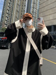 Manfinity Hypemode Áo khoác Nam Dây kéo Khối Màu Giải trí - màu đen - Xem 7