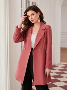Modelyn Colourblock Fringe Trim Wrap Belted Blazer - Watermelon Pink - View 3