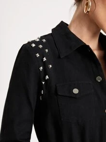 GFDI Clothing Pearls Beaded Flap Pocket Coat