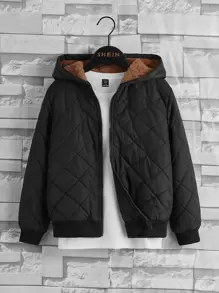 EMERY ROSE Plus Teddy Lined Hooded Quilted Jacket