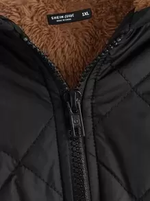 EMERY ROSE Plus Teddy Lined Hooded Quilted Jacket