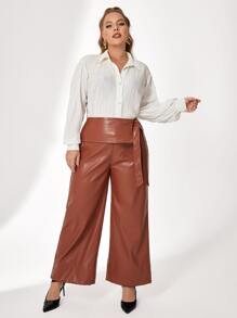 Sara Cennamo Plus Solid Button Front Shirt - White - View 6