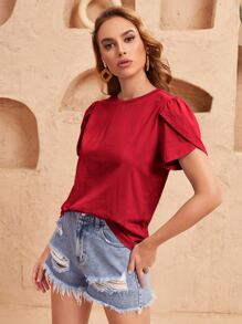 SHEIN Clasi Áo thun nữ màu trơn Giải trí - Đỏ - Xem 5