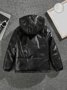 SHEIN Tween Boy 字母图案泰迪熊衬里夹棉大衣