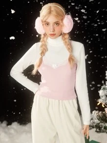 ROMWE Kawaii 蕾絲拼接吊帶上衣 - 粉色 - 查看 2