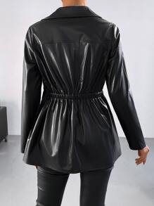 SHEIN BAE 前紐扣PU皮革外套