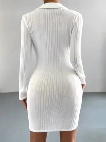 SHEIN BAE 前扭結緊身連衣裙 - 白色 - 查看 2