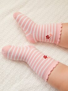 3 đôi tất trẻ em họa tiết ren hoa - Nhiều màu - Xem 6