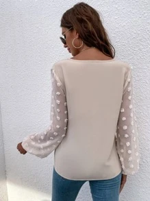 SHEIN LUNE Women Blouses Plain Casual - Aprikot - View 2