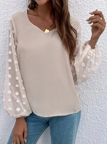 SHEIN LUNE Women Blouses Plain Casual - Aprikot - View 3