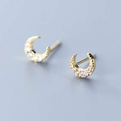 Cubic Zirconia Decor Stud Earrings