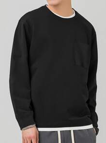 Men Patched Pocket Contrast Trim Tee - Black - View 3