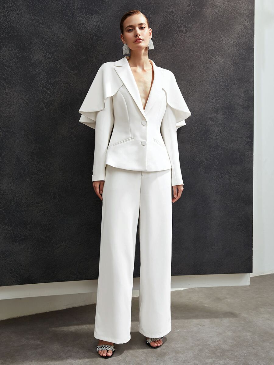 MOTF PREMIUM RUFFLE CAPE PARTY BLAZER