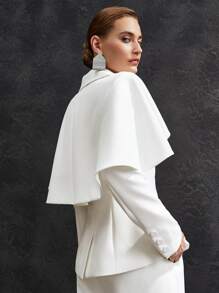 MOTF PREMIUM RUFFLE CAPE PARTY BLAZER - White - View 4