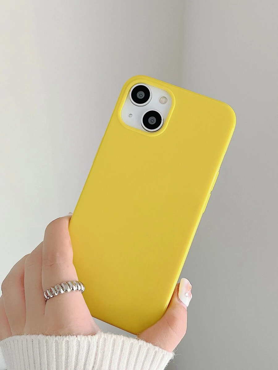 Simple Solid Color Yellow Phone Soft Case, Compatible With IPhone 13/15/16 Pro Max/16/14 Cases, Galaxy Cases