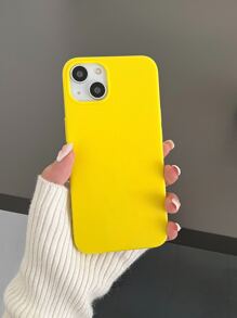 Simple Solid Color Yellow Phone Soft Case, Compatible With IPhone 13/15/16 Pro Max/16/14 Cases, Galaxy Cases - Yellow - View 5