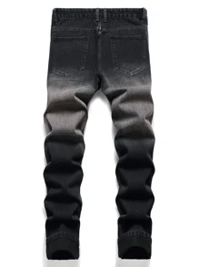 Quần Jeans Ống Thẳng Ôm Dáng Có Chi Tiết Miếng Dán Cho Nam - màu đen - Xem 2